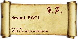 Hevesi Pál névjegykártya